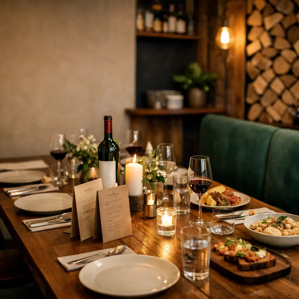 Przygotowany stół na kameralne prywatne spotkanie w bistro